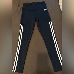 adidas Black Kids Athletic Leggings with White 3-Stripes